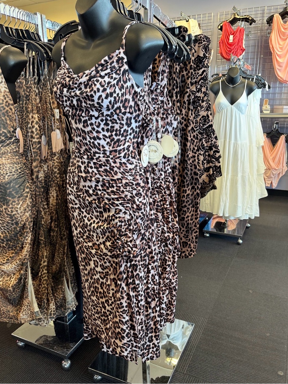 Discovery Brown and Black Leopard Print Slip Dress